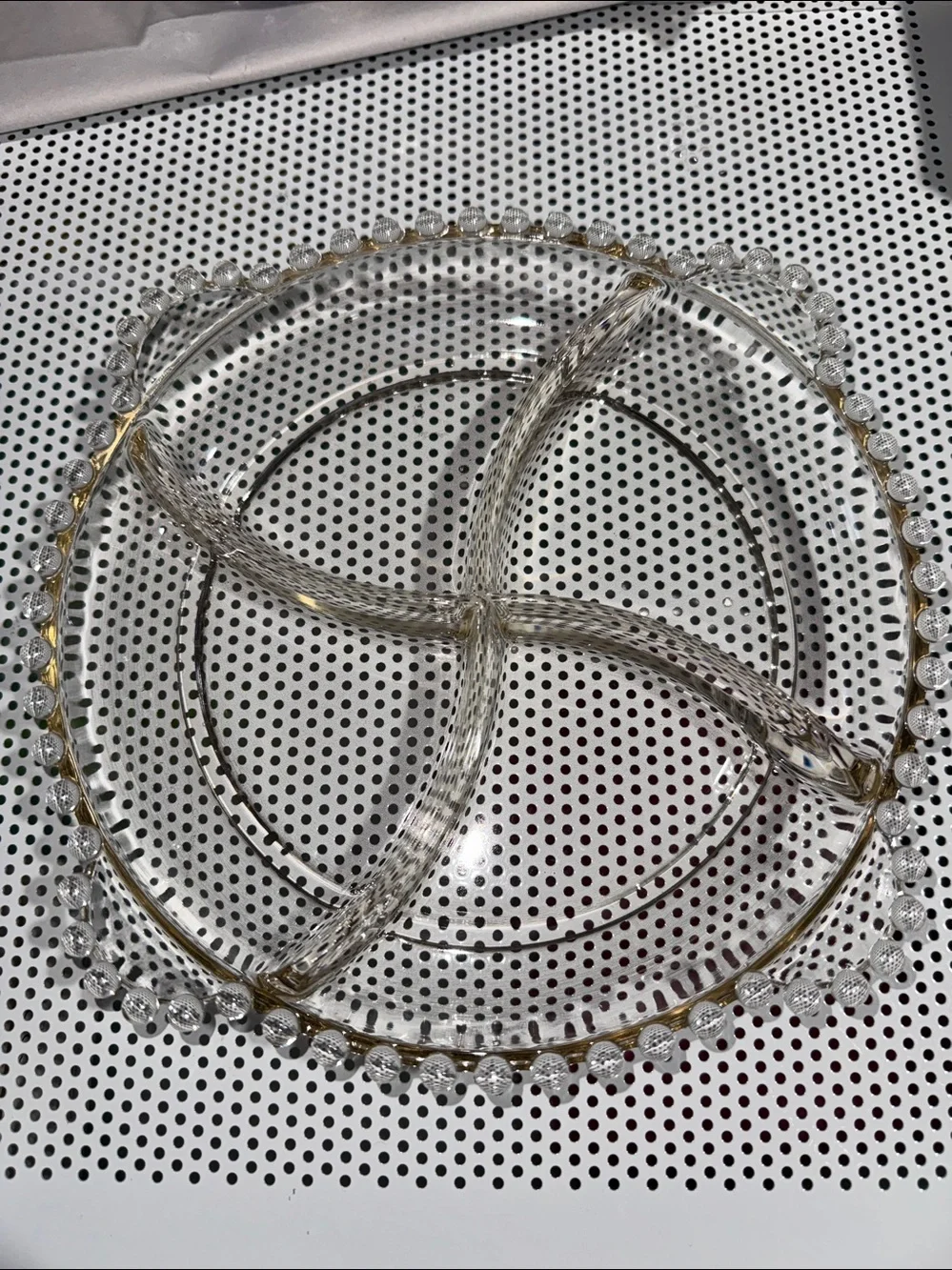 Vintage Imperial Candlewick Glass Divided Relish Dish 8